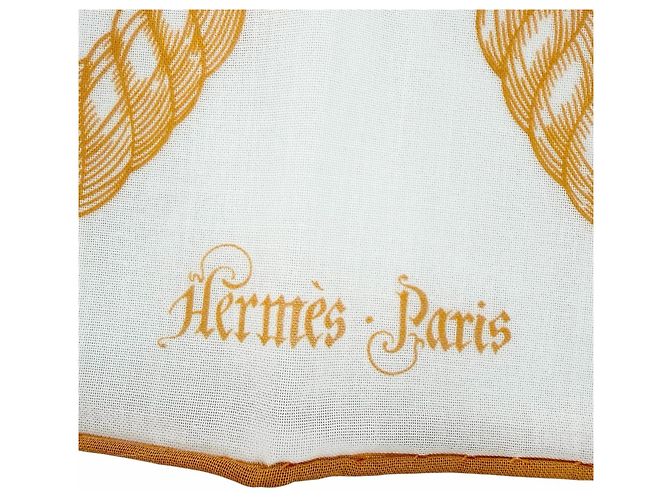 Foulard Carré 45 Della Cavalleria Hermès Bianco Arancione - vista 8