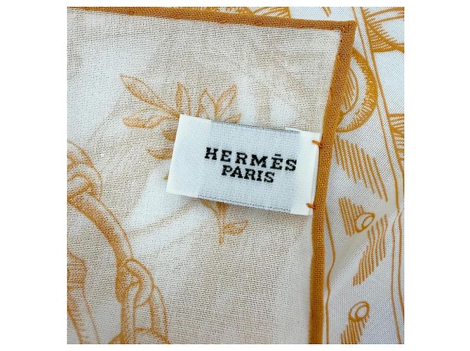 Foulard Carré 45 Della Cavalleria Hermès Bianco Arancione - vista 9