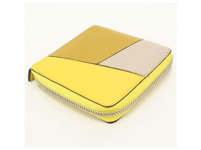 Carteira dobrável Loewe em couro amarelo - vista 2