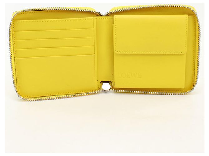 Carteira dobrável Loewe em couro amarelo - vista 3
