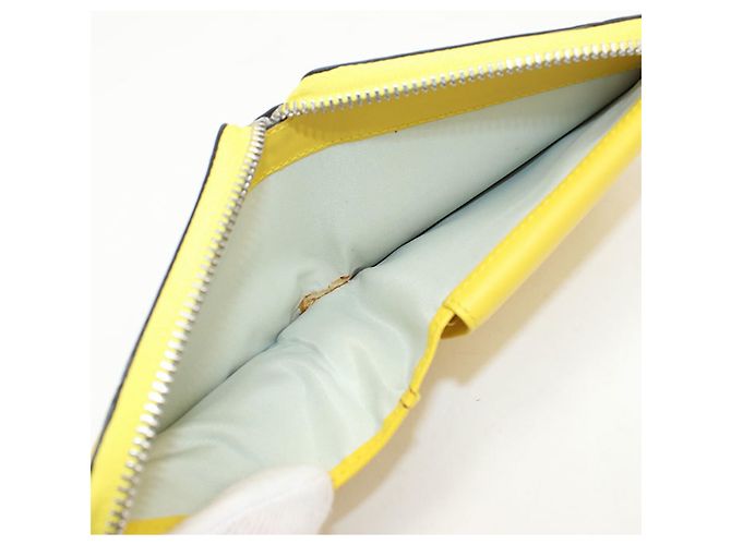 Carteira dobrável Loewe em couro amarelo - vista 4