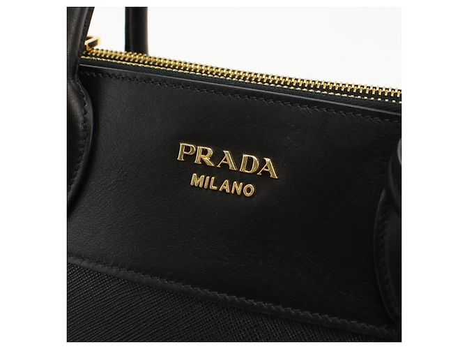 Borsa Tote 2-Way in pelle Saffiano nera Prada Nero - vista 5