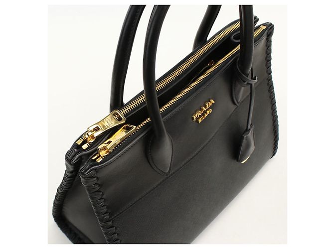 Borsa Tote 2-Way in pelle Saffiano nera Prada Nero - vista 8