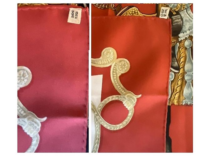 Carré Hermès Bride de Cour Foulard Seta Françoise de La Perrière Bianco Rosso Blu D'oro Crema Corallo Blu chiaro - vista 3