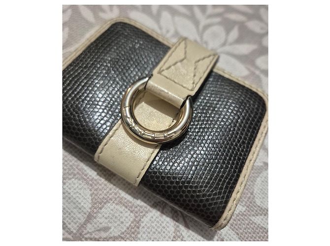 Lancel Tarjetero de Cuero Negro/Beige con Anillo Firma - vista 2