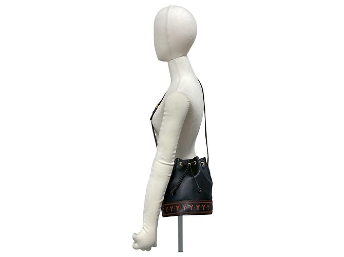 Borsa a tracolla in pelle con coulisse Yves Saint Laurent Nero Arancione - vista 2