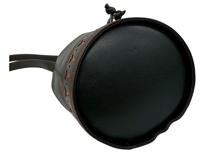 Borsa a tracolla in pelle con coulisse Yves Saint Laurent Nero Arancione - vista 7