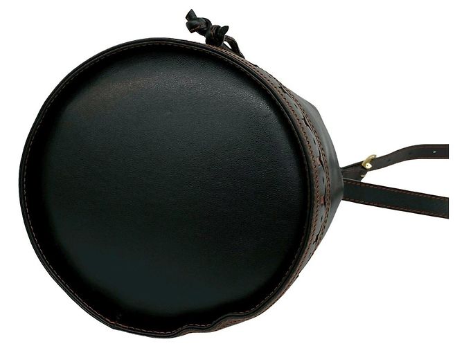 Borsa a tracolla in pelle con coulisse Yves Saint Laurent Nero Arancione - vista 8