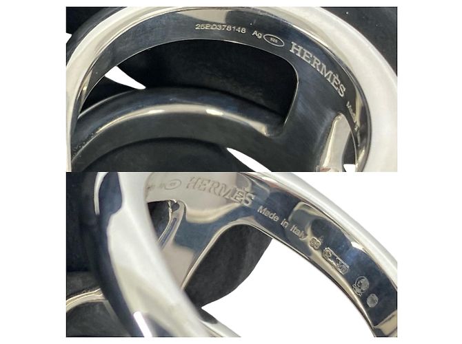 Hermès HERMES Osmos GM Sterling Silver 925 Band Ring Silvery - view 3