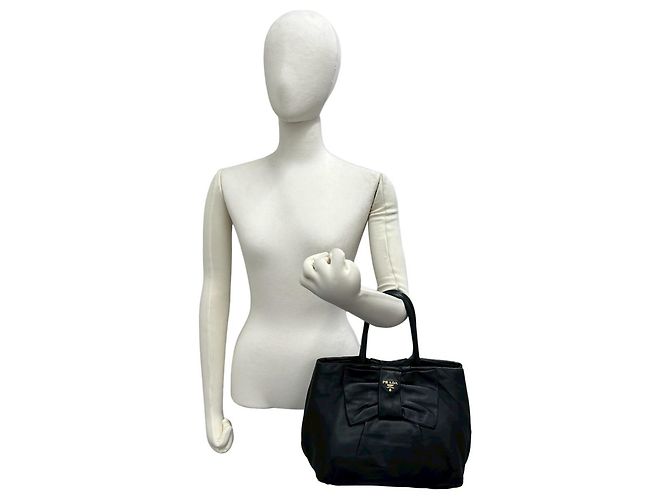 Ribbon Borsa Boston in pelle nera Prada Nero - vista 2
