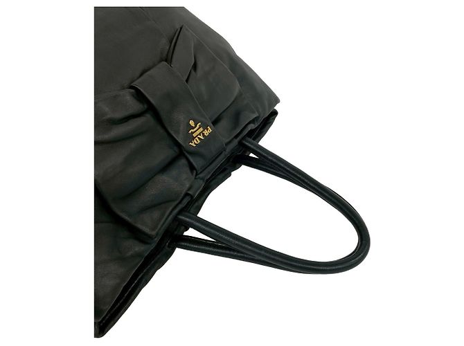 Ribbon Borsa Boston in pelle nera Prada Nero - vista 4