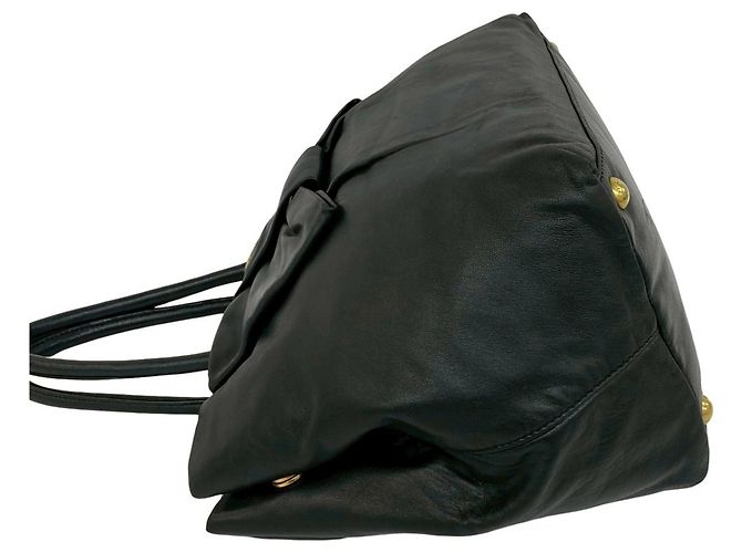 Ribbon Borsa Boston in pelle nera Prada Nero - vista 5