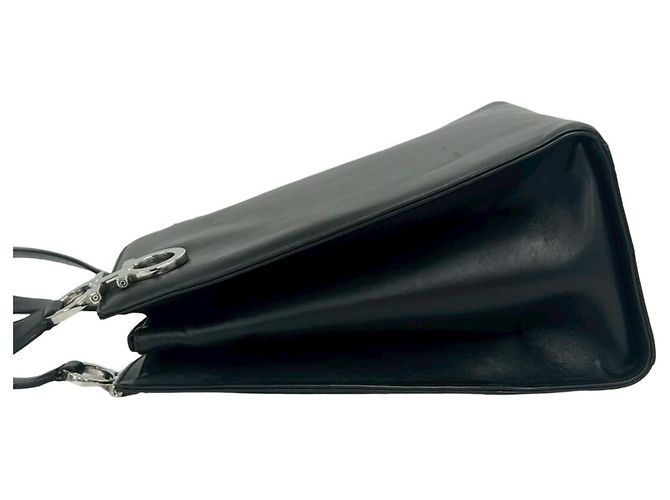 Salvatore Ferragamo Gancini Logo Hardware Leder Tote Bag Schwarz - Ansicht 5