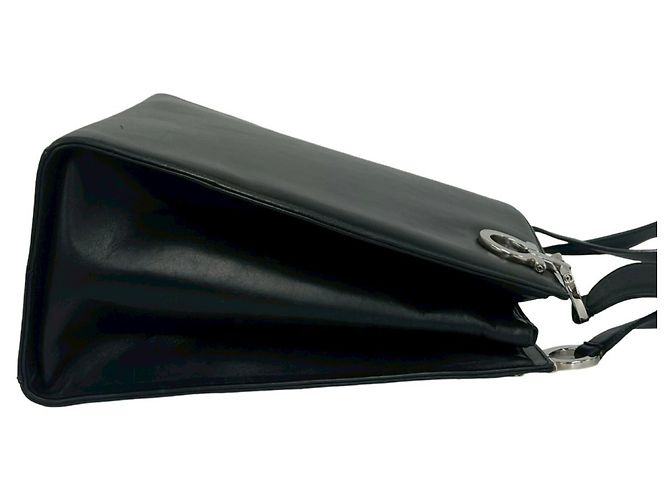 Salvatore Ferragamo Gancini Logo Hardware Leder Tote Bag Schwarz - Ansicht 6