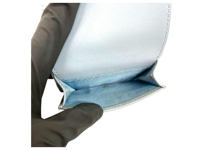 Christian Dior 30 Montaigne CD Logo Leather Tri-fold Wallet Blue - view 10