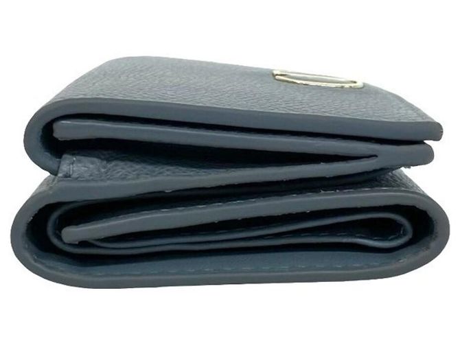 Christian Dior 30 Montaigne CD Logo Leather Tri-fold Wallet Blue - view 4