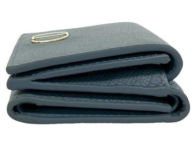 Christian Dior 30 Montaigne CD Logo Leather Tri-fold Wallet Blue - view 5