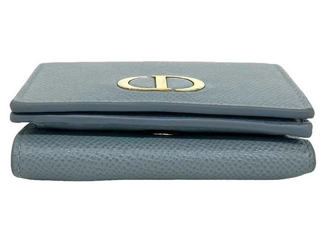 Christian Dior 30 Montaigne CD Logo Leather Tri-fold Wallet Blue - view 6