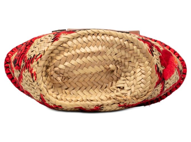 LOEWE Beige Small Raffia Basket Tote mit Tierbestickung - Ansicht 3