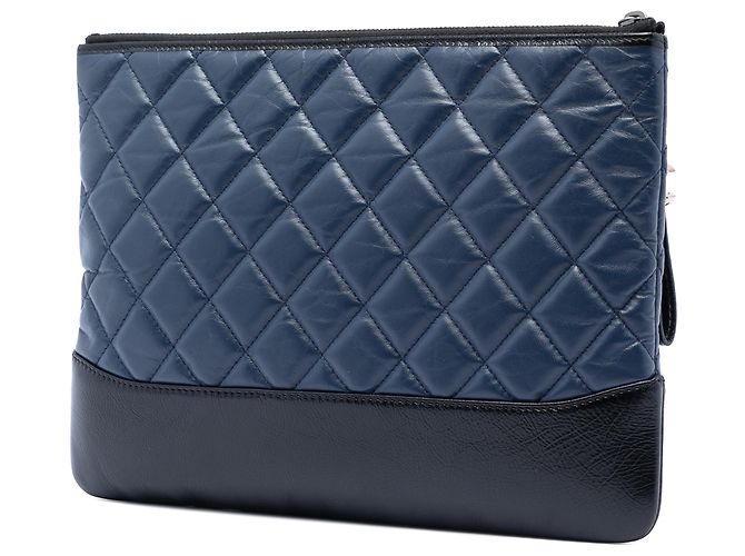 Chanel Blue Medium Aged Calfskin Gabrielle O Case Clutch Blu scuro - vista 2