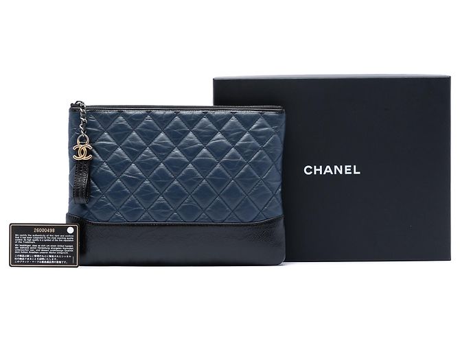 Chanel Blue Medium Aged Calfskin Gabrielle O Case Clutch Blu scuro - vista 6