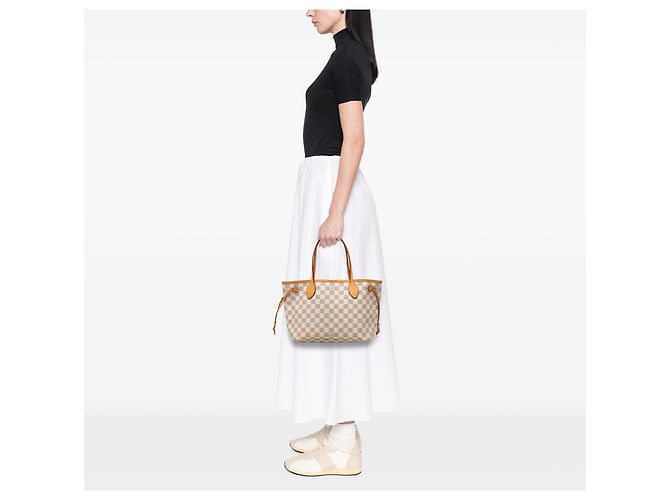 Louis Vuitton White Damier Azur Neverfull PM Bianco - vista 7