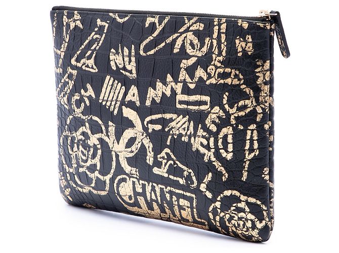 Clutch Chanel 2.55 Reissue in pelle di vitello con stampa coccodrillo nero Cocodile Graffiti - vista 2