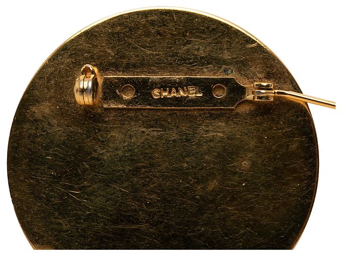 Spilla Chanel Gold CC Placcata Oro Smalto 31 Rue Cambon D'oro - vista 3