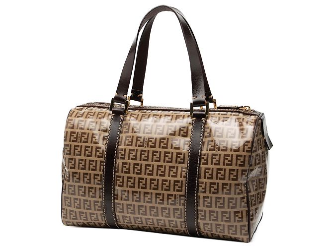 Borsa Boston Fendi Zucchino Marrone Crystal - vista 2