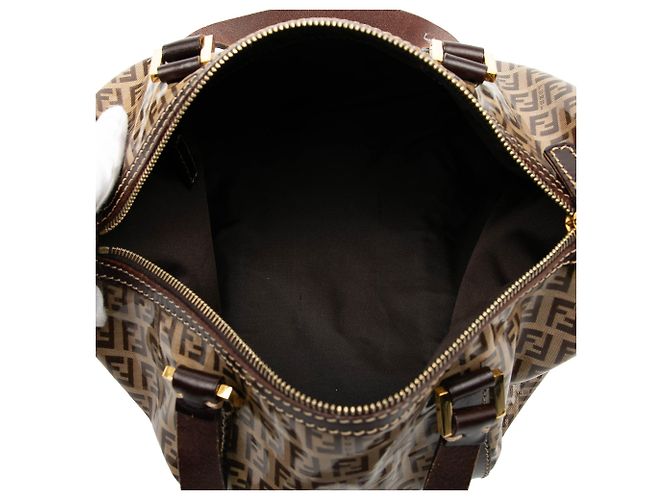Borsa Boston Fendi Zucchino Marrone Crystal - vista 4