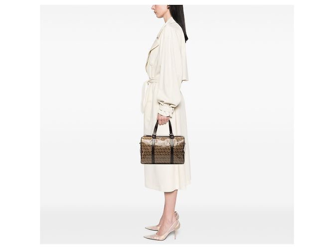 Borsa Boston Fendi Zucchino Marrone Crystal - vista 7