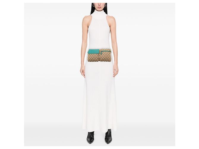 Sac banane Gucci Beige GG Canvas Web Double Pocket - vue 8