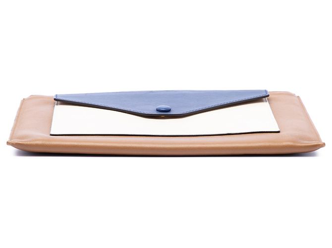 Céline Clutch a bustina con zip in pelle tricolore marrone Celine - vista 3