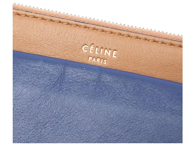 Céline Clutch a bustina con zip in pelle tricolore marrone Celine - vista 5