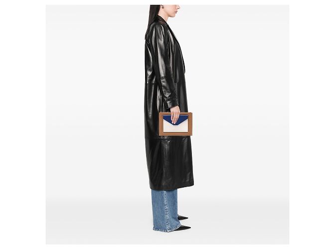 Céline Clutch a bustina con zip in pelle tricolore marrone Celine - vista 6