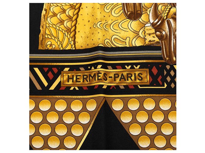 Sciarpa in seta Hermès Black L Or des Chefs 90 - vista 4