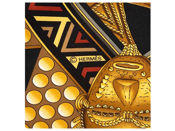 Sciarpa in seta Hermès Black L Or des Chefs 90 - vista 5
