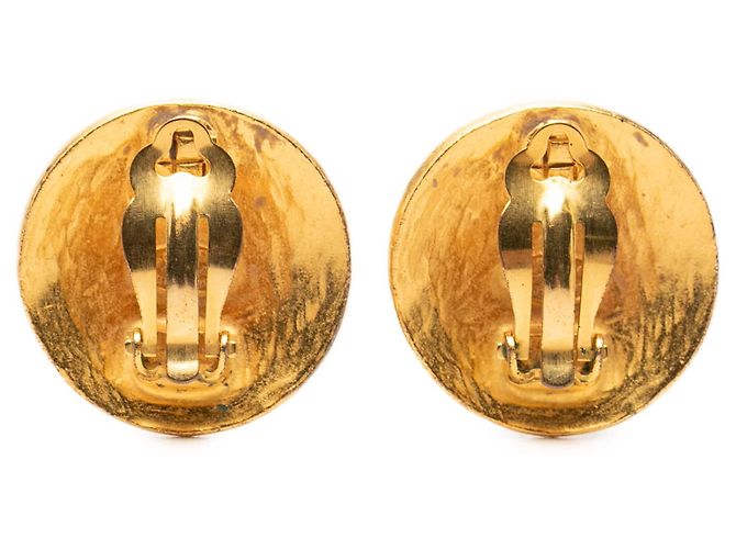 Orecchini Chanel Gold CC placcati oro Grapevine tondi con clip D'oro - vista 2