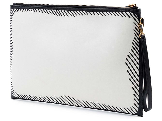 Pochette Fendi White Joshua Vides Leather FF Logo Blanc - vue 2