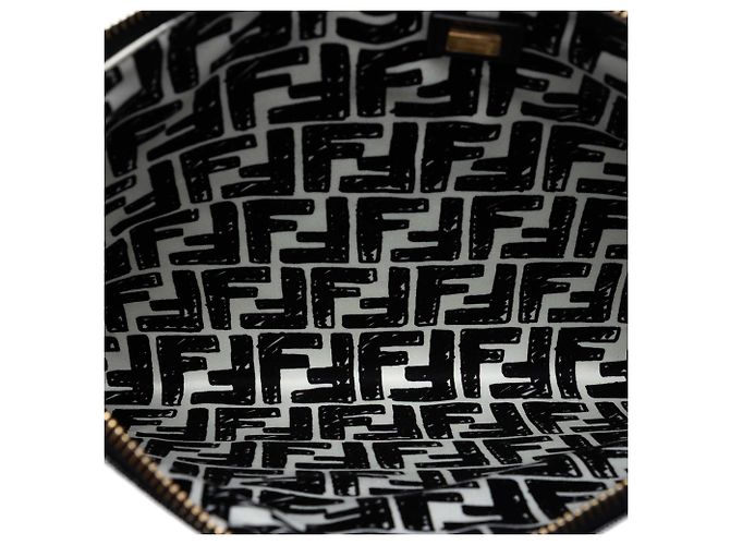 Pochette Fendi White Joshua Vides Leather FF Logo Blanc - vue 4