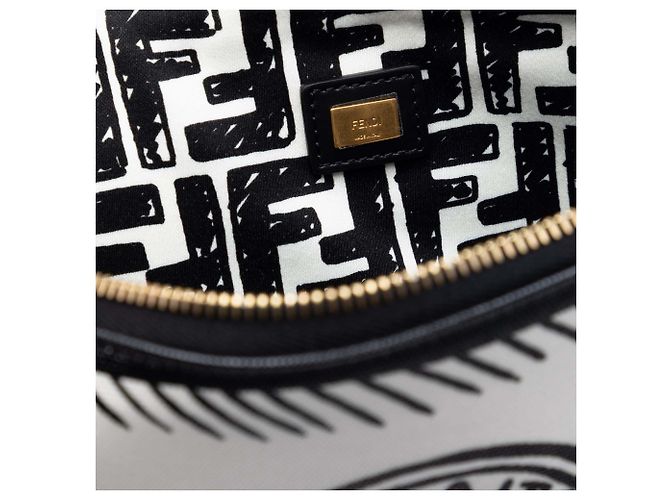 Pochette Fendi White Joshua Vides Leather FF Logo Blanc - vue 5