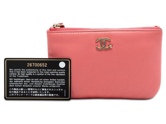 Chanel Pouch con zip O Case in pelle di capra Camelia rosa Mini CC - vista 7