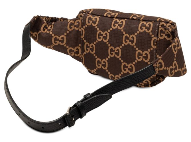 Borsa a tracolla Gucci in nylon ripstop GG marrone - vista 2