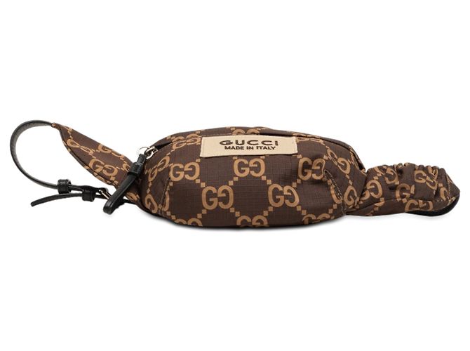 Borsa a tracolla Gucci in nylon ripstop GG marrone - vista 3