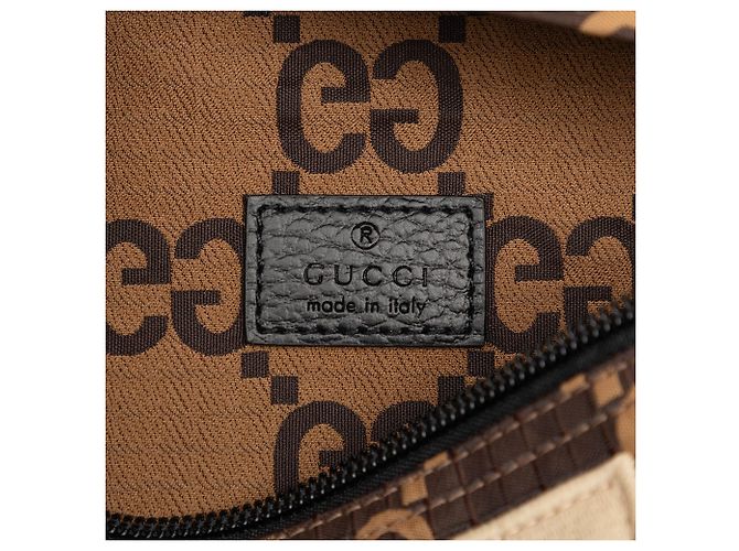 Borsa a tracolla Gucci in nylon ripstop GG marrone - vista 5