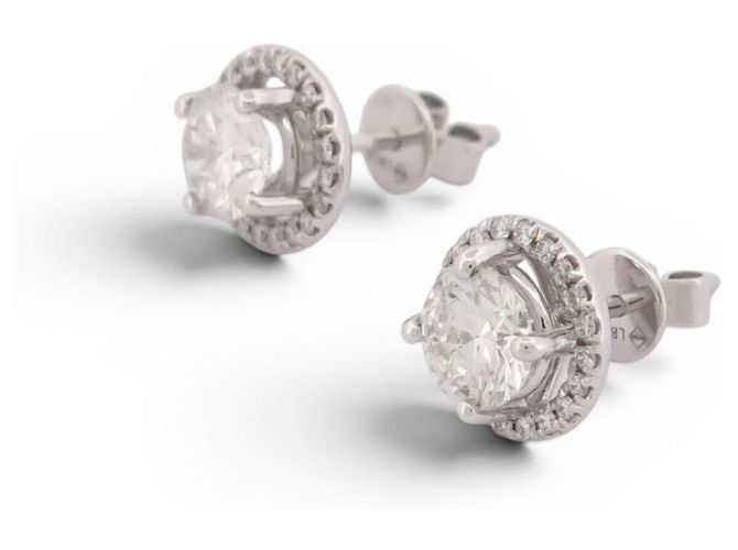 Autre Marque NUOVI ORECCHINI A STUD CON DIAMANTE SOLITARIO 1.7CT ORO BIANCO 18K Argento - vista 3