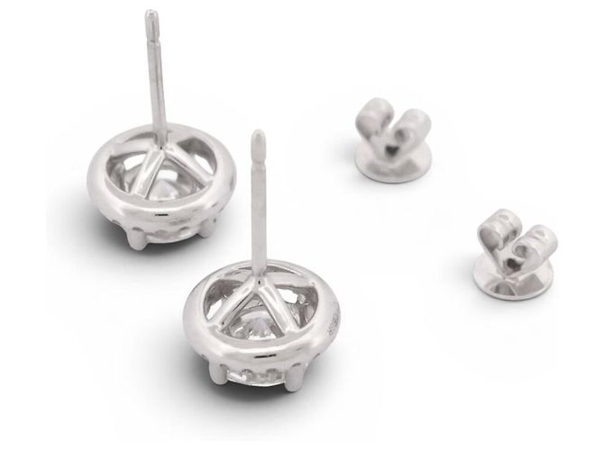 Autre Marque NUOVI ORECCHINI A STUD CON DIAMANTE SOLITARIO 1.7CT ORO BIANCO 18K Argento - vista 4