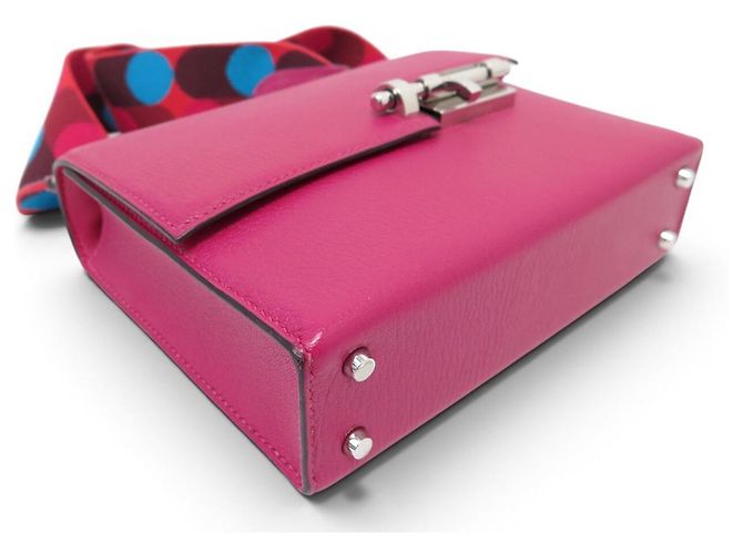 Hermès NUOVA BORSA A SPALLA HERMES VERROU MINI PELLE DI CAPRA MYSORE FUSHIA ANEMONE Fuschia - vista 4