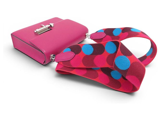 Hermès NUOVA BORSA A SPALLA HERMES VERROU MINI PELLE DI CAPRA MYSORE FUSHIA ANEMONE Fuschia - vista 5