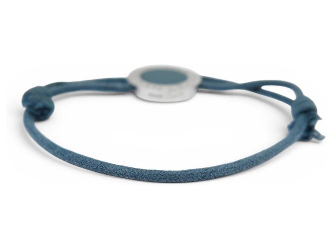 Bulgari BRACCIALE BVLGARI BVLGARI ARGENTO MASSICCIO 925 SU CORDOLE BLU SILVER BANGLE - vista 3